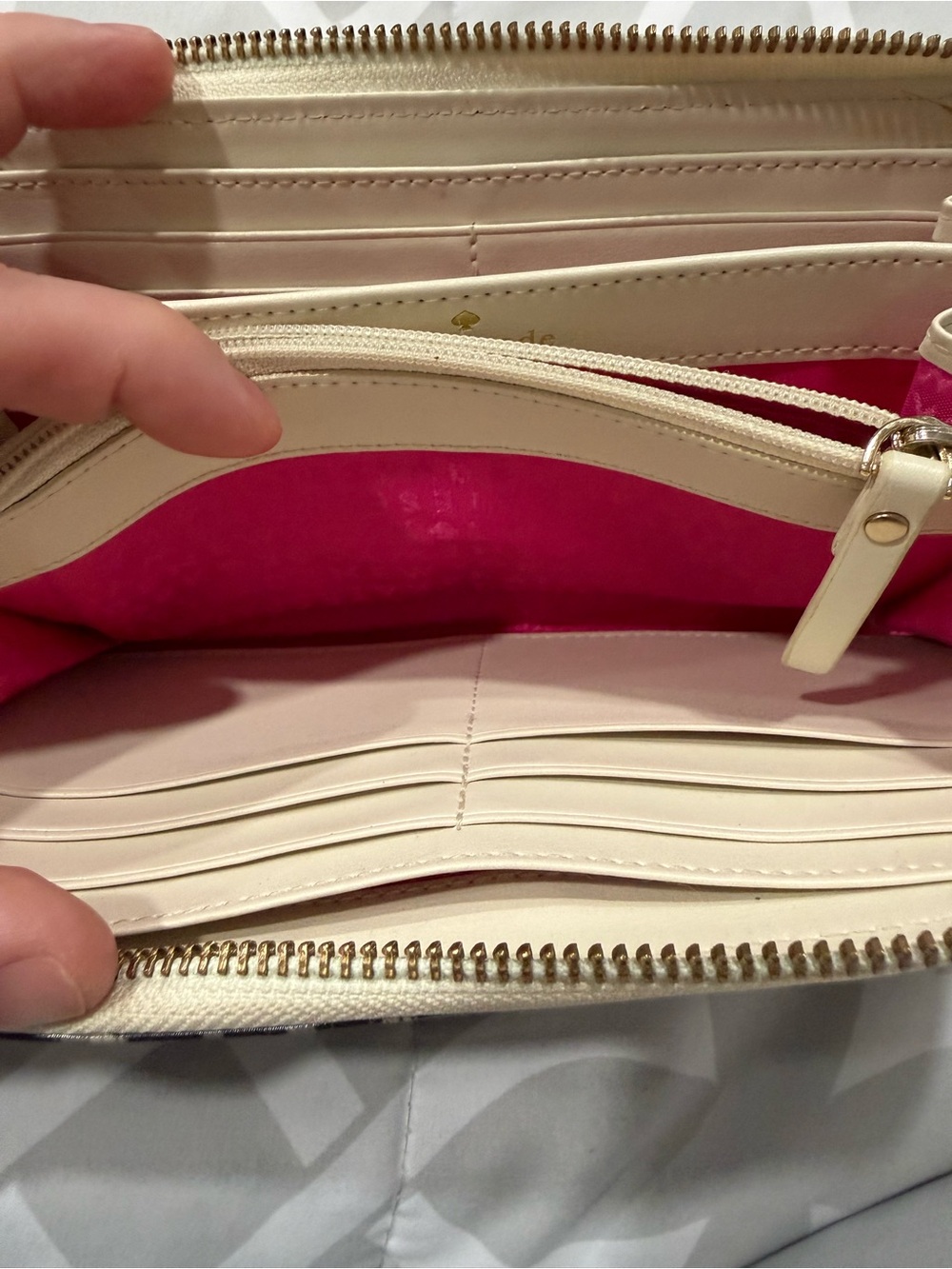 kate spade Leopard Patent Zip Wallet with Hot Pink Pull - Picture 4 of 7